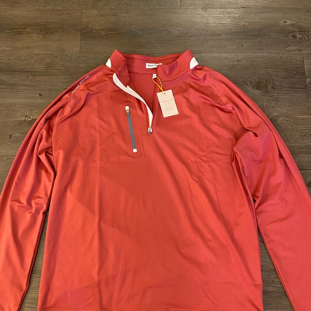 Peter Millar Red Long-Sleeve 1/4 Zip Pullover